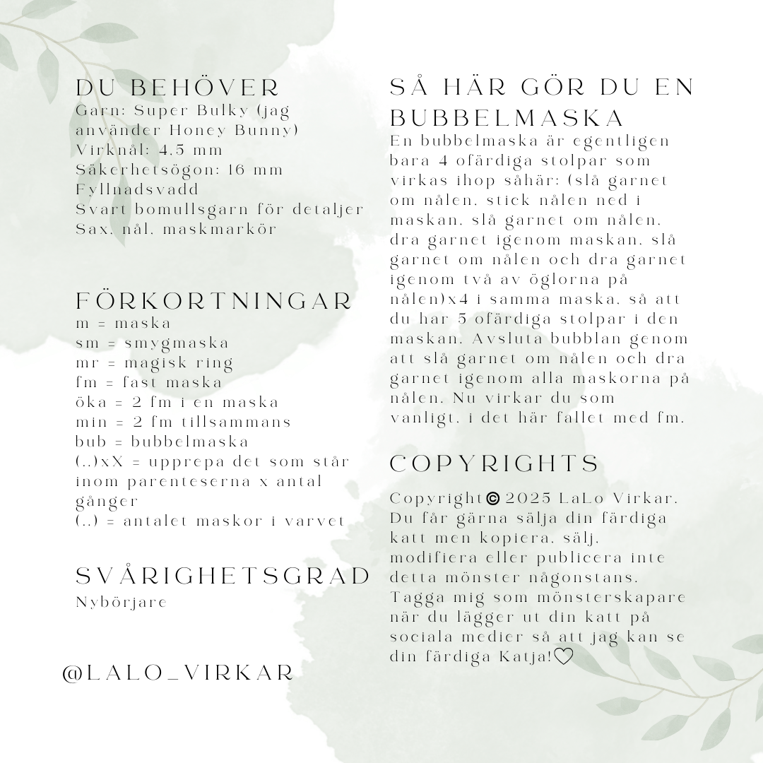 GRATIS Virkmönster - Katten Klara