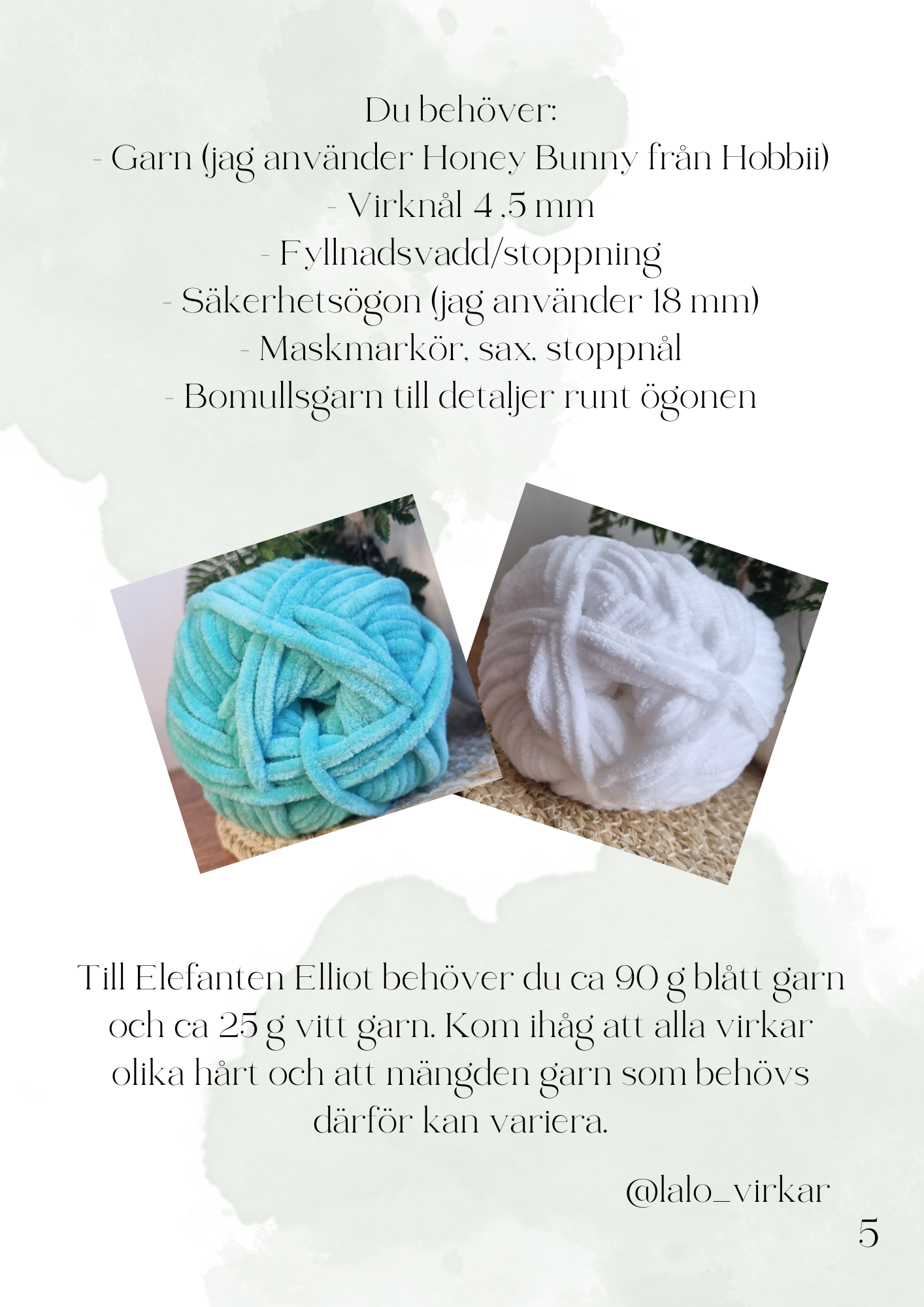 Virkmönster - Elefanten Elliot