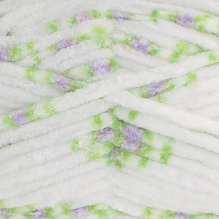 chenille garn vit ros rosor lila
