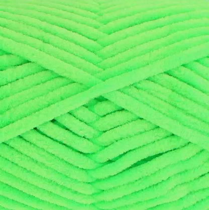 chenille garn king cole yummy neon neongrön grön