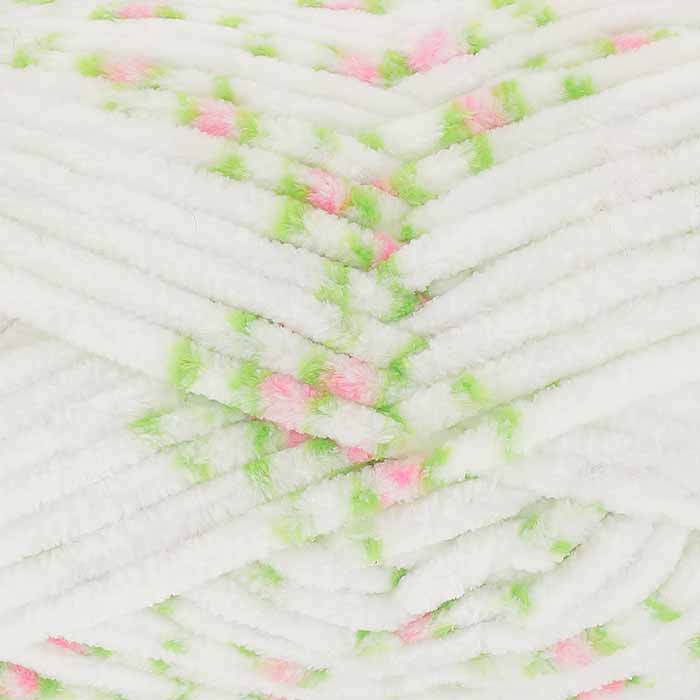 chenille garn rosa vit ros rosor